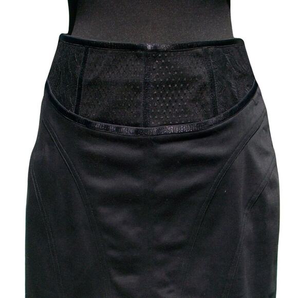 Cache Black Lace Bustier Pencil Skirt New 9" Back Split Satin Trim New $118 NWT - Picture 8 of 8